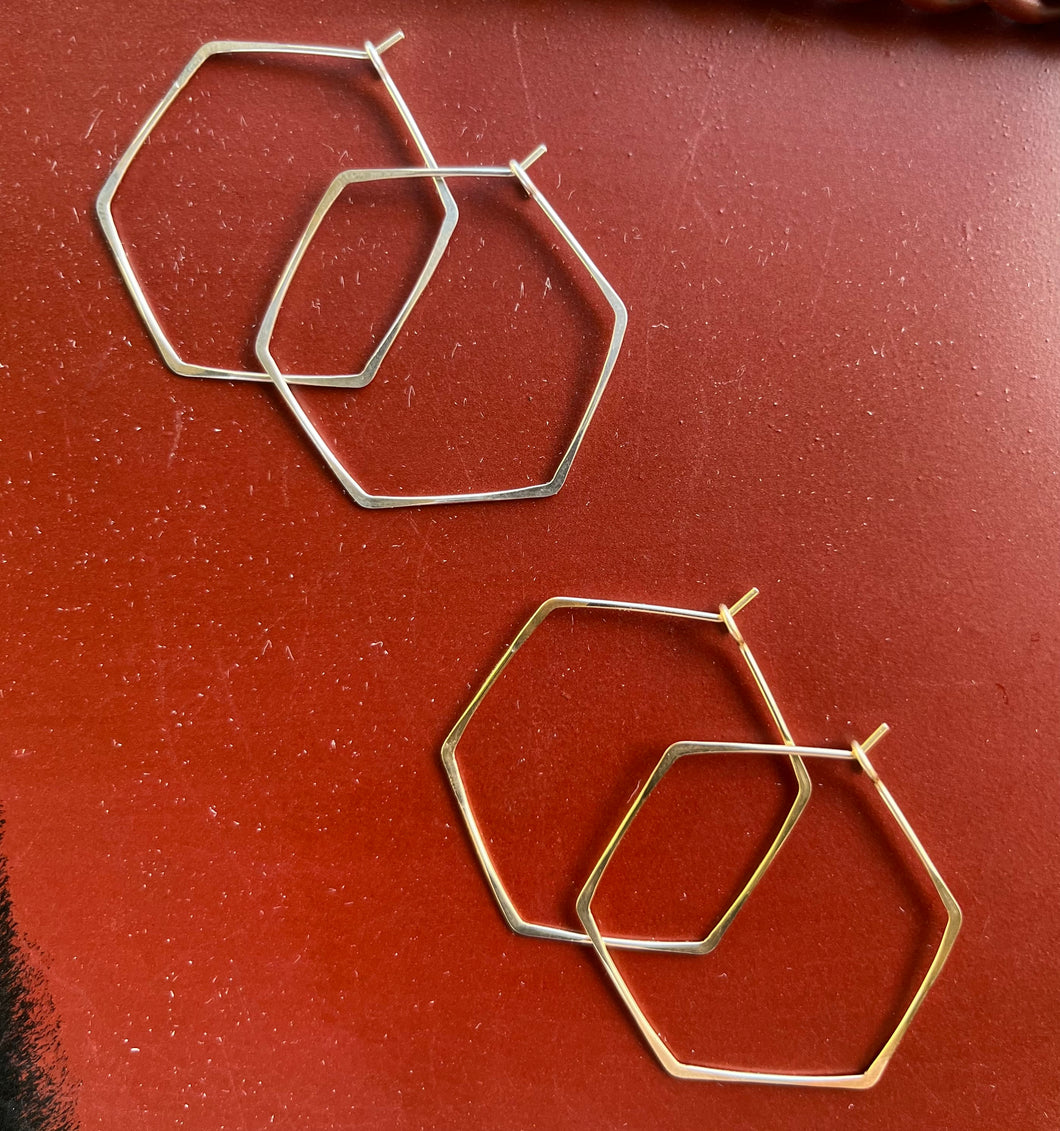 Hexagon Hoops | 14k gold fill or Sterling Silver 1.5